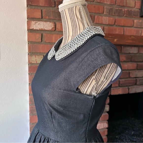 Kate Spade Kimberly Embellished Peter Pan Collared Denim Dress Sz 2 - Picture 8 of 11